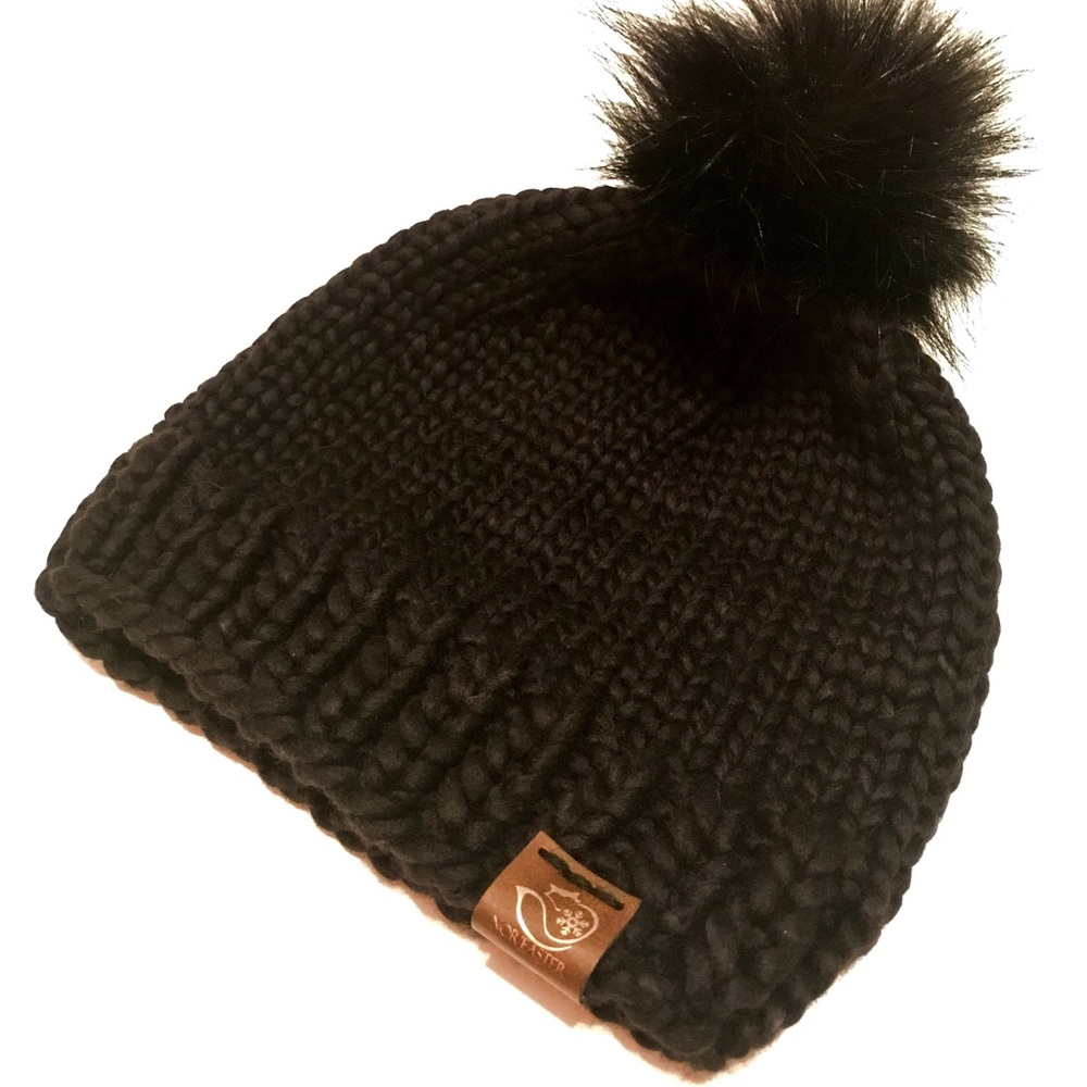 100% Pure Merino Wool hand-knit winter beanie hat